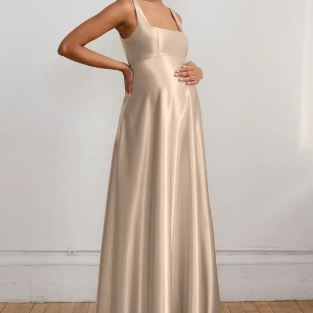 NEW Jenny Yoo Maternity Gown in Pale Gold